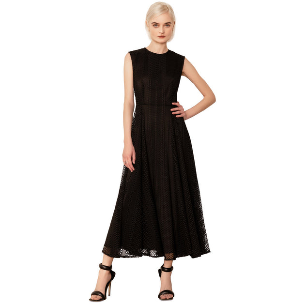 knee length dresses for ladies Circe Satin Lace Maxi Dress Black / XXL