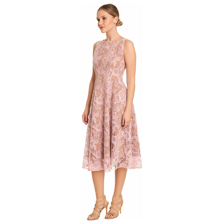 Pink Midi Sleeveless lace Dress - Hottie + Lord