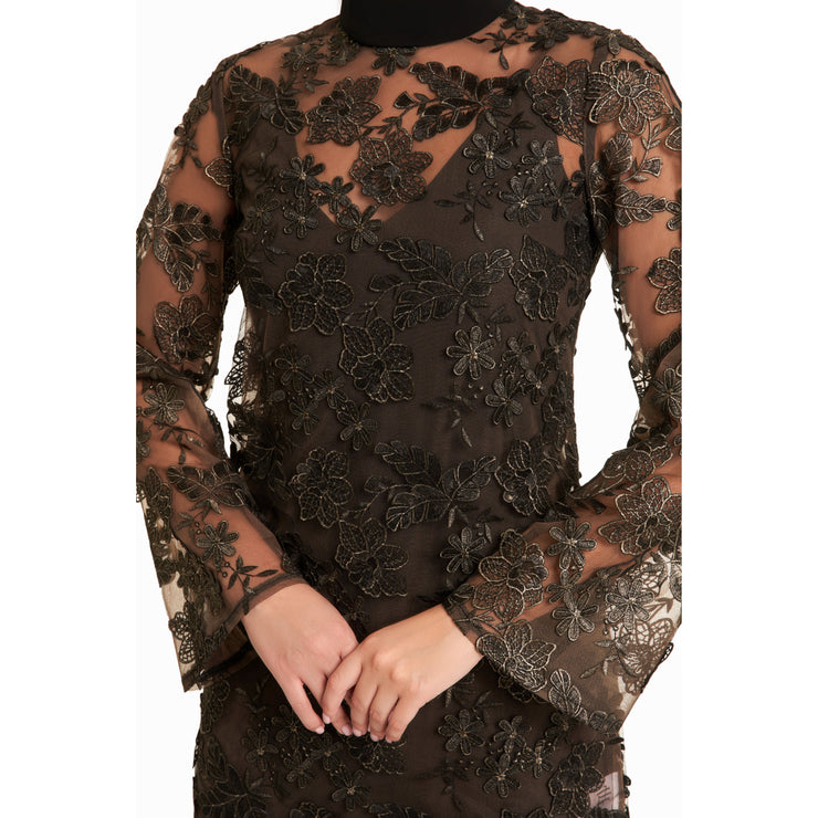 Sheer Metallic Embroidered dress - Hottie + Lord