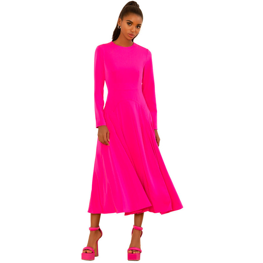 fuchsia midi dress with sleeves Fuschia – ATUTUED Burgundy Velvet A Line fabric: leather Whether you wear it Size:6-8 yr