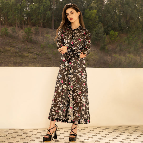 Floral silk burnt shirt Dress ATUTUED Floral silk burnt shirt Dress ATUTUED