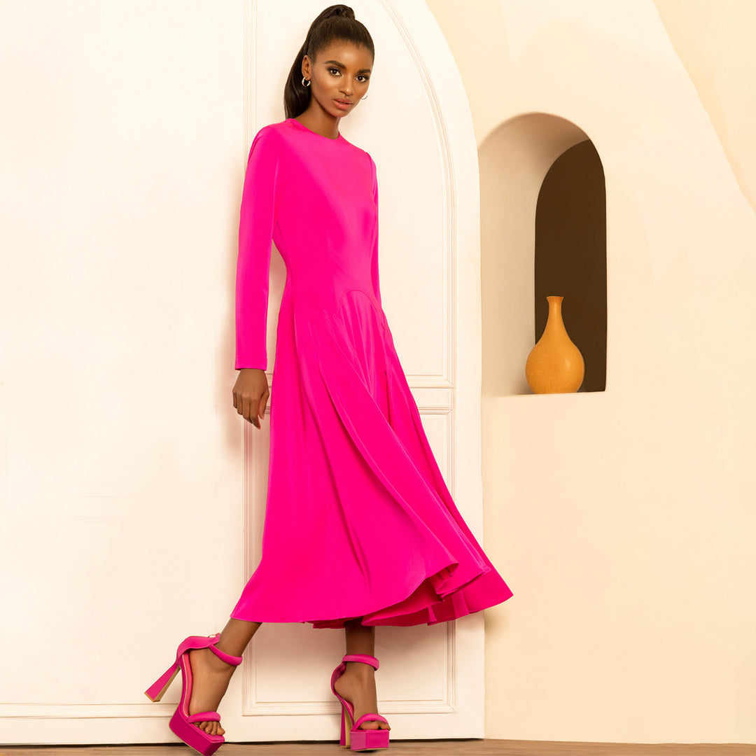 fuschia dress midi Fuschia Midi Dress – ATUTUED