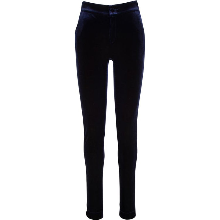 Midnight Blue Straight Leg Velvet Trouser - Hottie + Lord