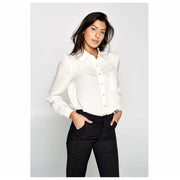 Sara 100% Silk Button Down Blouse in White - Hottie + Lord