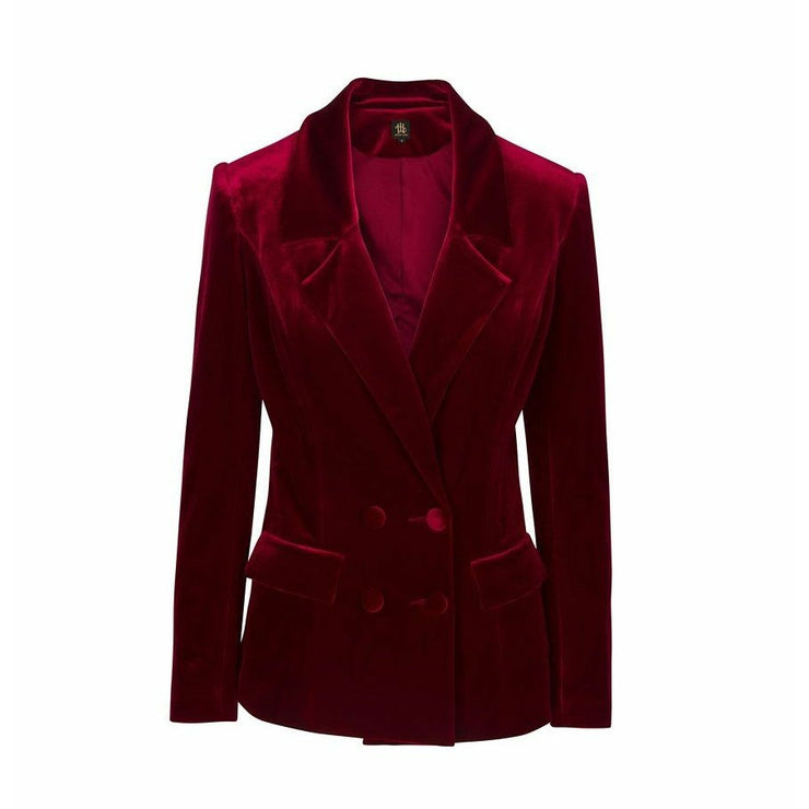 Oxblood Red Velvet Double Breasted Blazer - Hottie + Lord