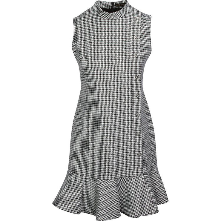 Jacquard Houndstooth Ruffle Hem Dress - Hottie + Lord