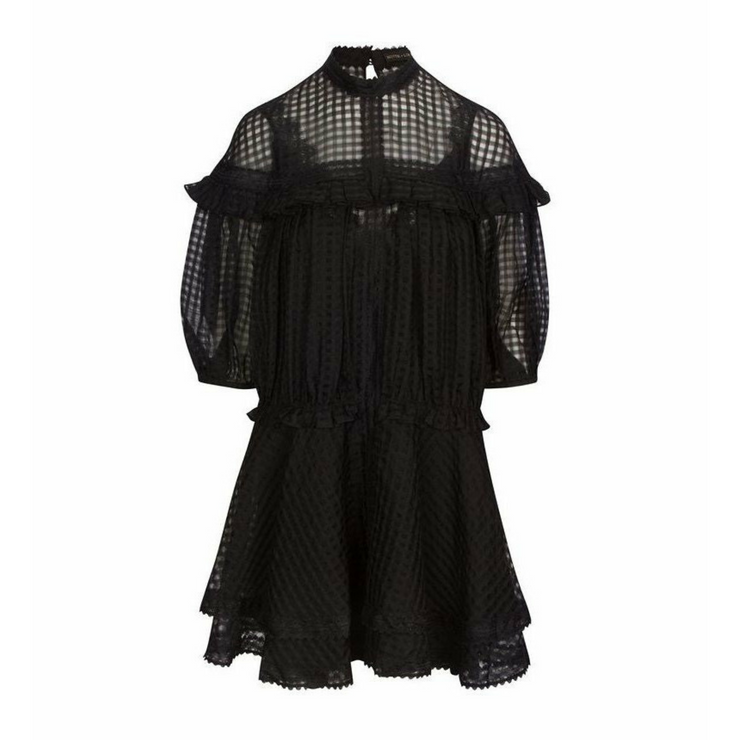 Checkered Print Silk + Cotton Mini Biba Dress - Hottie + Lord