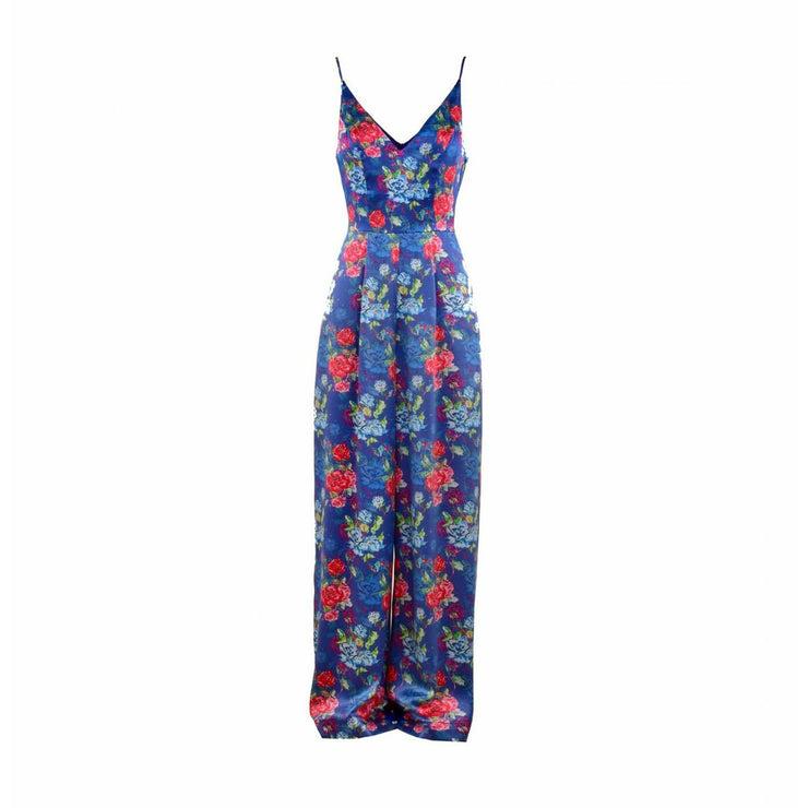 Silk Floral V-Neck Jumpsuit - Hottie + Lord