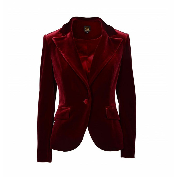 Oxblood Single Breasted Velvet Blazer - Hottie + Lord